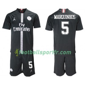 Tenue Paris Saint Germain Marquinhos 5 Jordan Noir Enfant Troisieme 2018-2019 Maillot de Foot